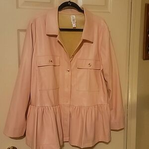 Faux leather jacket with pleats